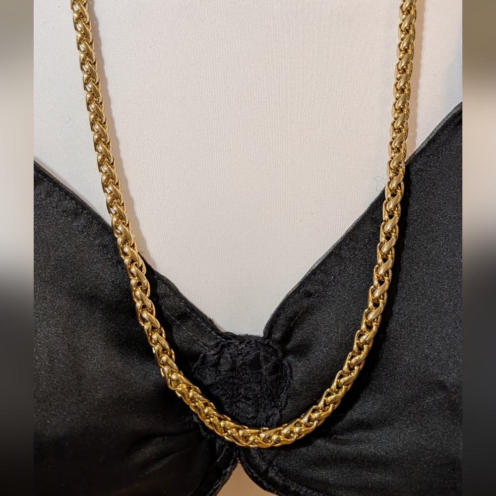 Elegant Gold Long Women's Necklace In Anchor Thick Chain Link Style Vintage
